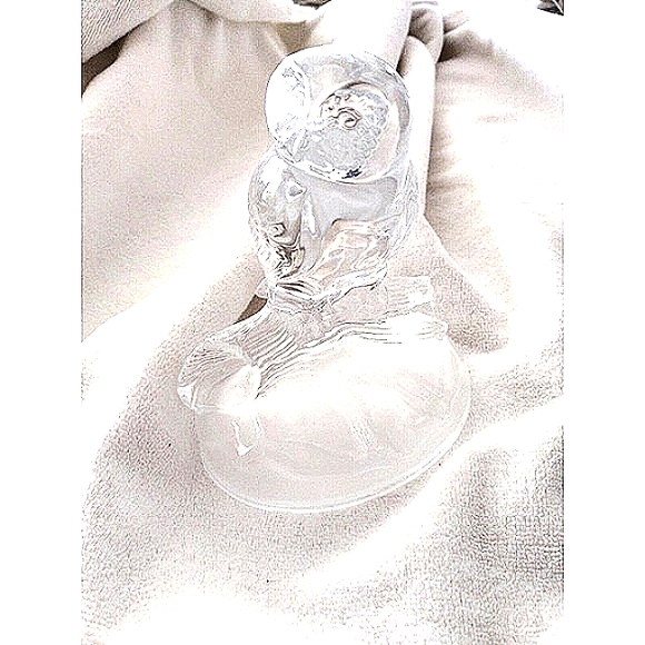 3 pc OWL Crystal D’Arques Figurine Sitting on log 2 CRYSTAL Candle Sticks BUNDLE - Picture 4 of 13
